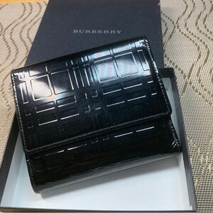 Pre Owned Burberry Black Embossed Wallet